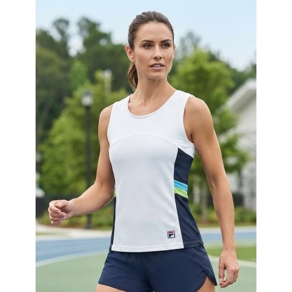 Fila 100th Anniversary Center Court Tennis Tank Top‎ White Navy Green Small NWT
